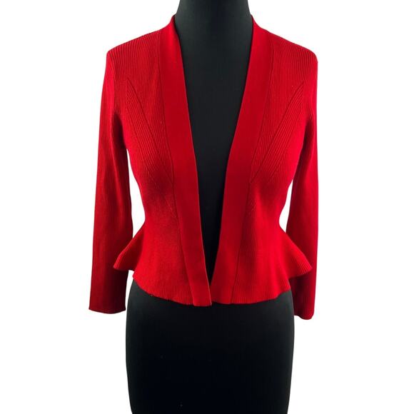 CALVIN KLEIN Red Vibrant Open Knit Cardigan Size S Small NEW - Picture 1 of 7